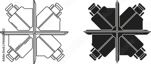 Black white illustration suitcase luggage travel baggage design art