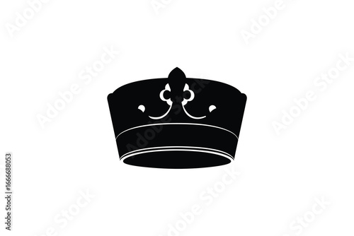 A black crown with white details on a plain white background is shown here silhouette