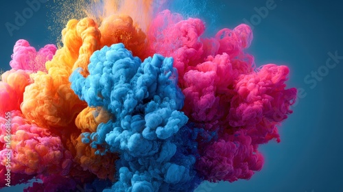Colorful powder explosion creates a dynamic and vibrant abstract design, full of energy.