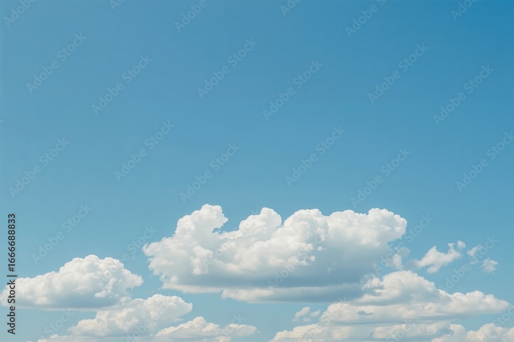 Clear blue sky adorned with fluffy white clouds Clear blue sky adorned with fluffy white clouds