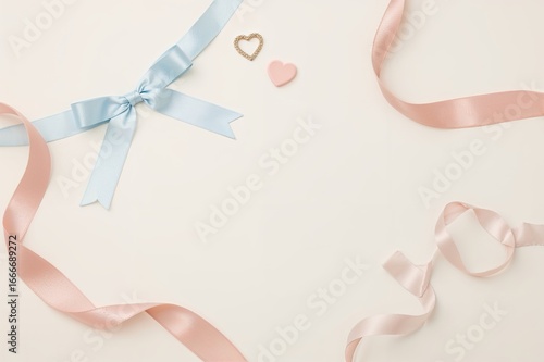 Icon of blue and pink ribbons with heart, baby, wedding, and party themes on isolated background