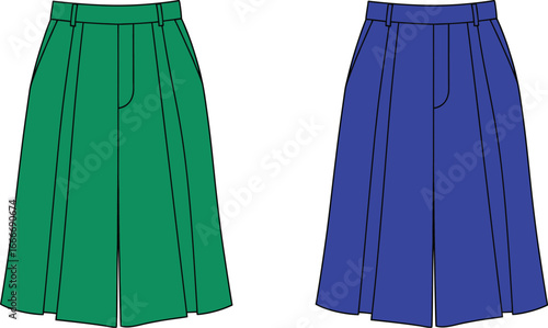 Culottes fashion apparel skirt trousers green black style garment