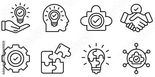 business, icon, creative, solution, idea, light bulb icon set. collection of idea icon. stock vector. 