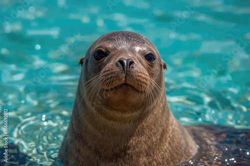 Portrait of a charming marine mammal in its natural aquatic habitat
