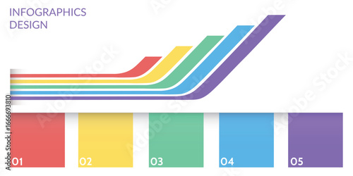 Infographic business concept template with a growing timeline of different actions and the ability to select steps