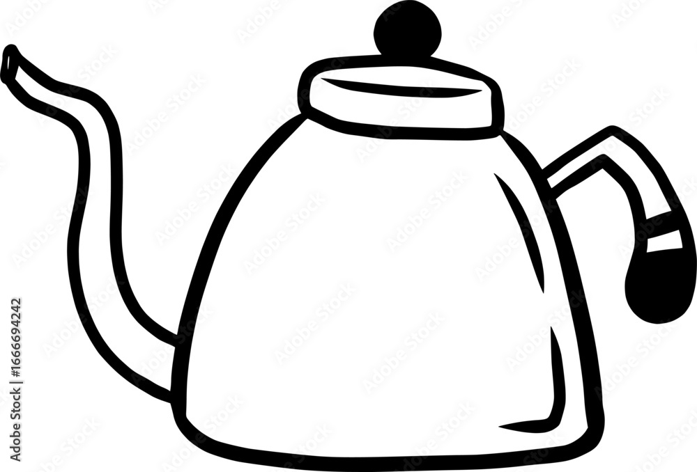 Obraz premium Classic teapot or kettle outline icon. Hand drawn doodle vector illustration of kitchenware for brewing tea or coffee, suitable for a cafe or restaurant logo.