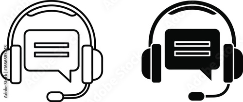 Customer service headset icon vector support call center design logo
