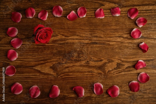A wooden surface adorned wi...
