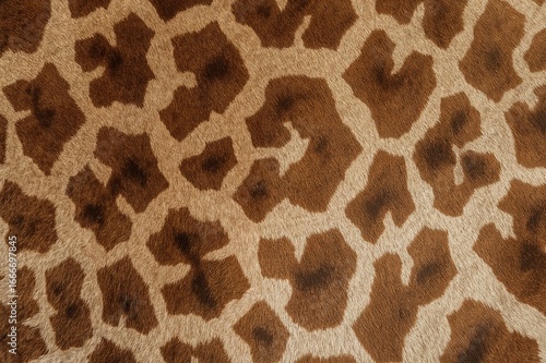 Close-up of the unique patterned coat of a giraffe on a natural skin backdrop