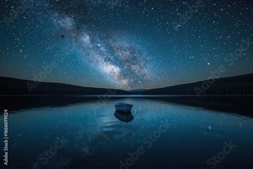 A vessel floats on a shimme...
