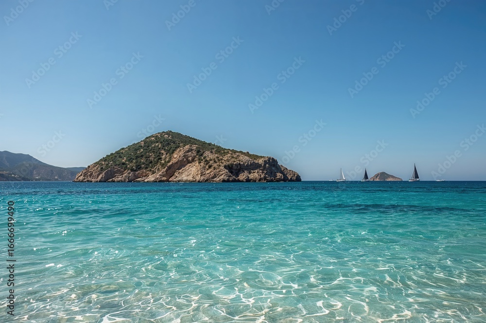 Fototapeta premium A solitary isle or a stone formation