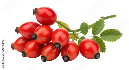 Foto Isolated Rose Hips Branch with Leaves