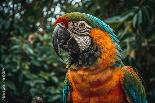 Close-up of a vibrant macaw...