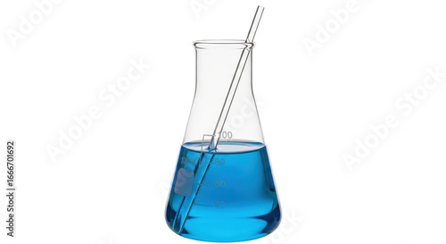 Billede på lærred Isolated Erlenmeyer Flask with Blue Liquid