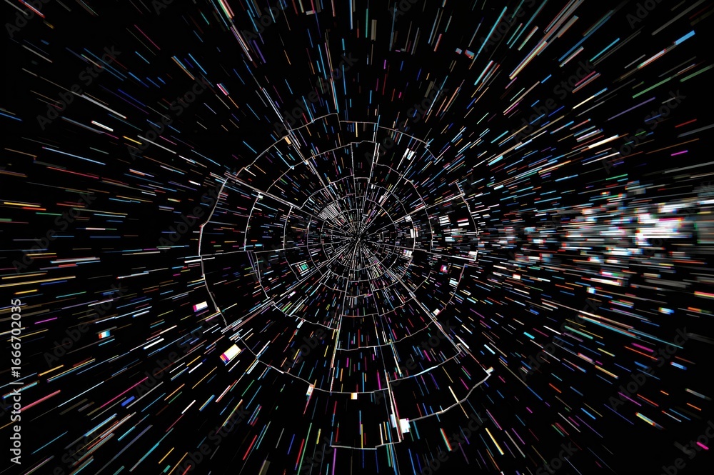 Obraz premium Analog static interference with pixelated color mesh and screen distortion