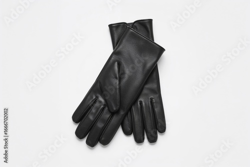 Two black leather gloves di...