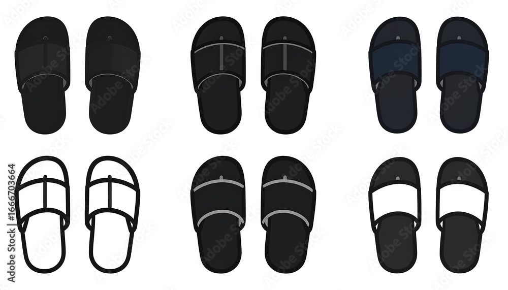 Simple vector illustration of various pairs of flip-flops