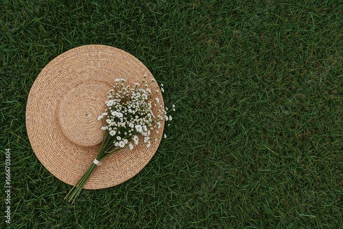 Top view of a straw hat alo...