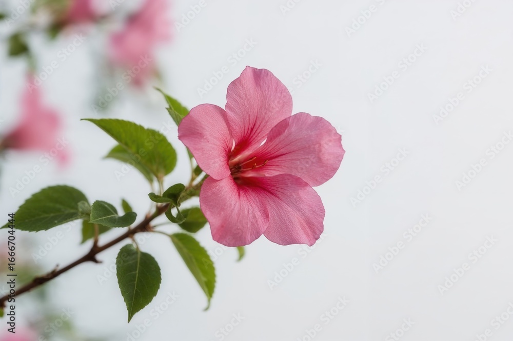 Fototapeta premium A vibrant pink adenium blossom opening at dawn