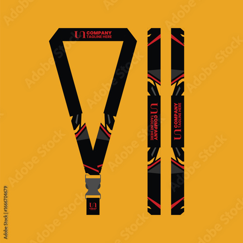 Corporate, school lanyard mockup with futuristic style