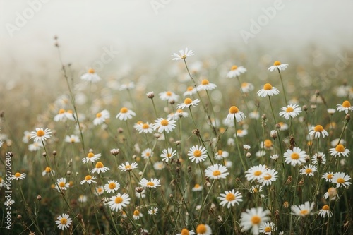 Misty fields adorned with c...