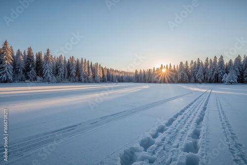 Icy lake surrounded by fros...
