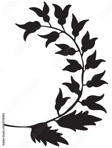 bold antique black vine with budding flowers
