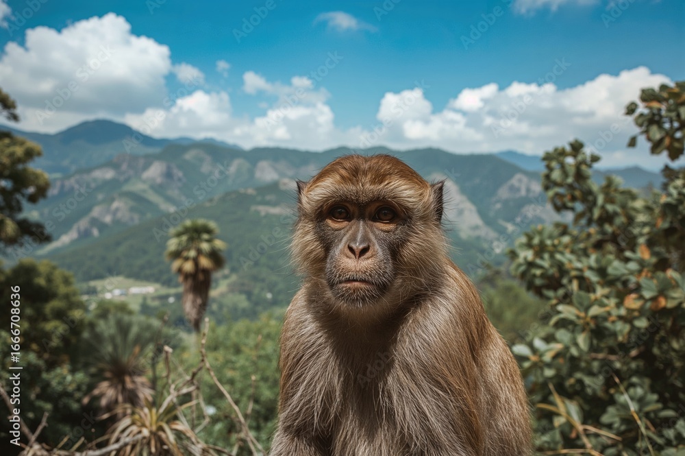 Naklejka premium A primate roaming the highlands of the Arabian Peninsula