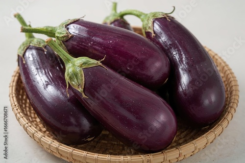 Detailed View of Eggplants ...