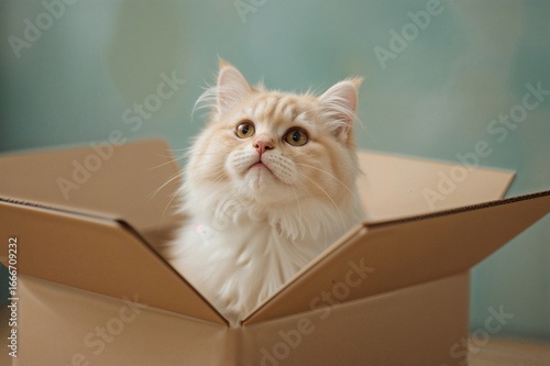 A soft feline relaxes in a ...