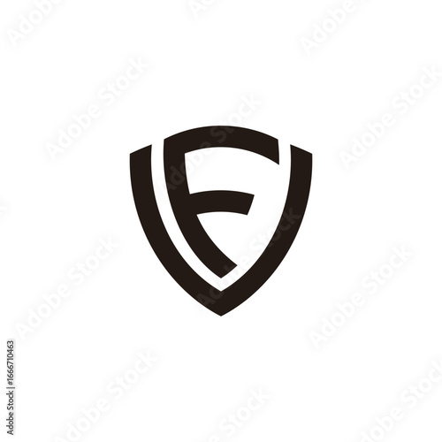 letter vf simple geometric emblem shield logo vector