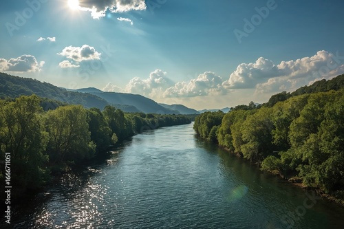 A calm stream meanders bene...