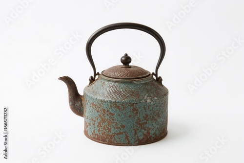 An old iron teapot with rus...