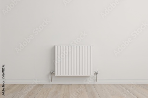 Wallpaper Mural Contemporary interior featuring a white radiator mounted on a neutral-toned wall, integrated into a central heating setup. Blank area available for text. Torontodigital.ca