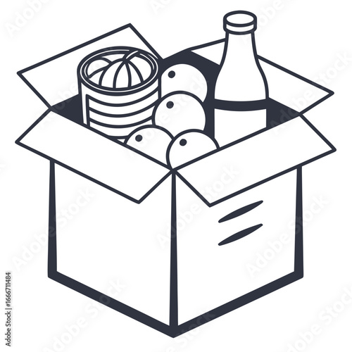 Cardboard box filled with food items container package