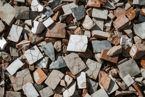 Stacks of fragmented, fract...