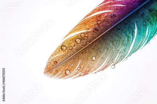 Colorful hen feather with w...
