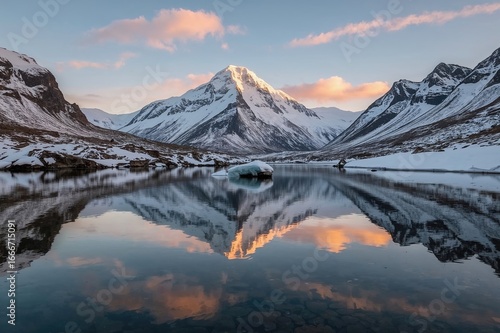 A river flowing through sno...