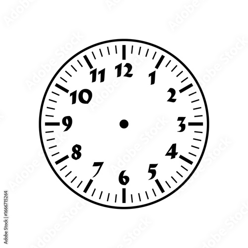 Empty clock face template icon isolated on white background