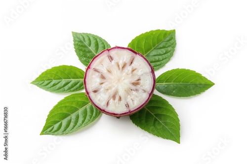 Sliced taro root with green...