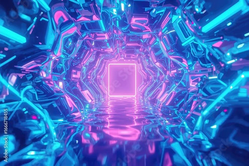 3D Artwork Featuring Neon B...