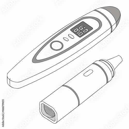 Digital thermometer with infrared sensor and a separate probe tip for temperature measurement