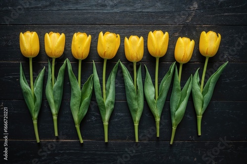 Yellow spring tulips arrang...