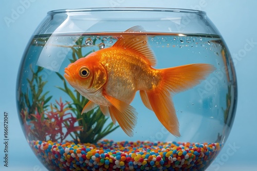 A goldfish with its mouth w...