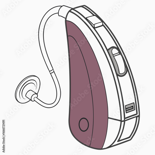 Modern behind the ear hearing aid with a discreet design and clear earbud for improved hearing