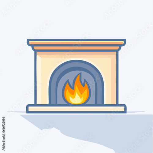 Simple Beige Fireplace Illustration