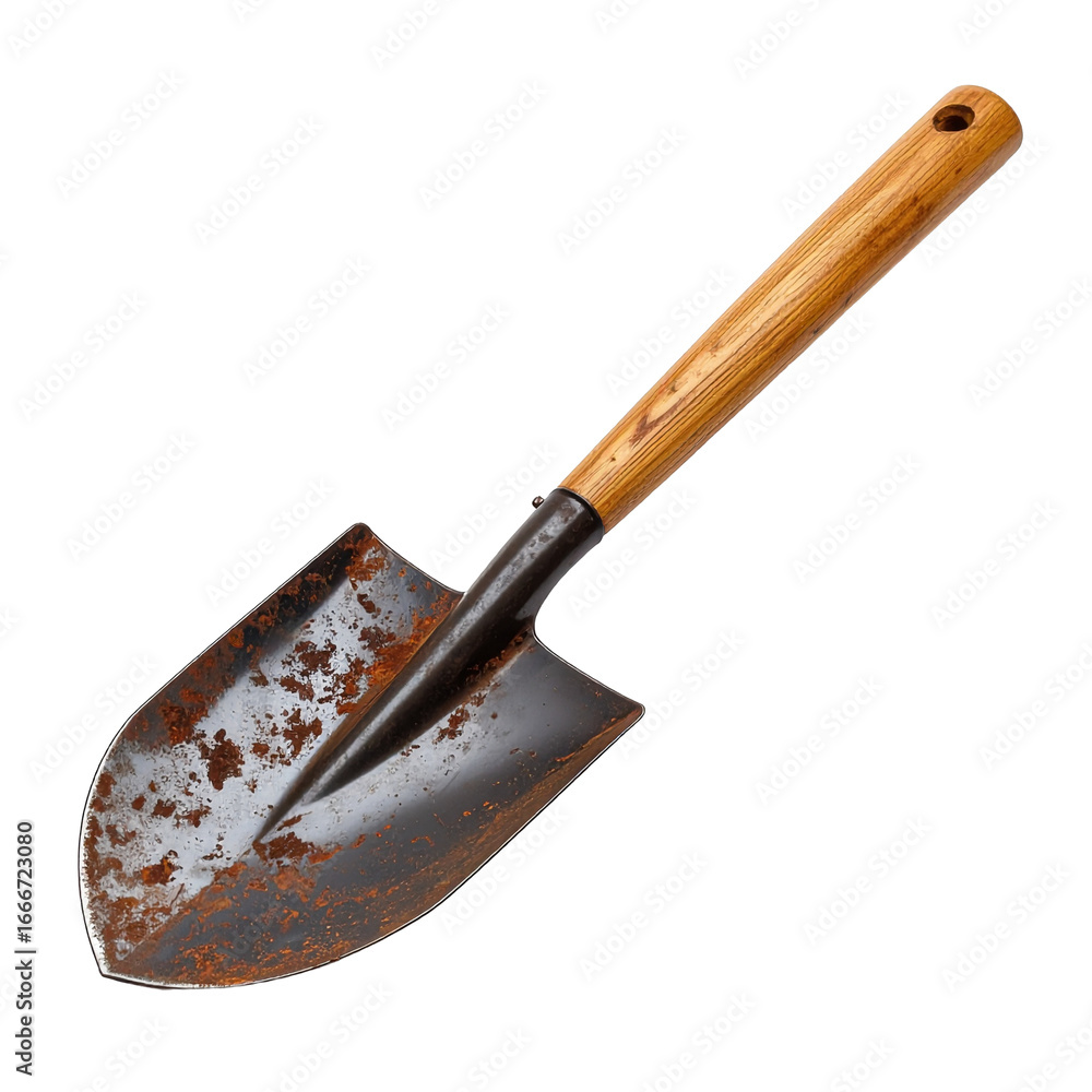 custom made wallpaper toronto digitalRusty shovel with wooden handle close up on transparent background
