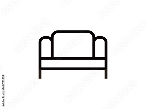 ソファの線画アイコンのイラスト