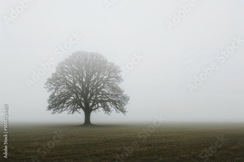 A Lone Tree on a Misty Morning