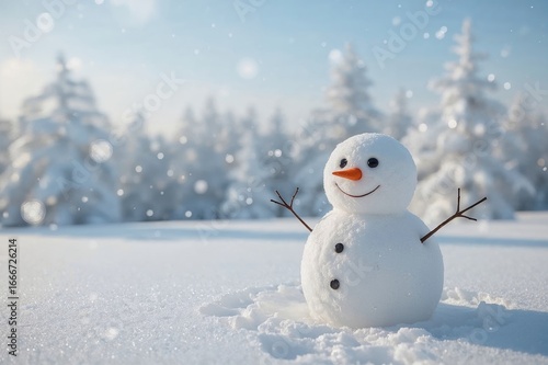 Cute winter snowman scene